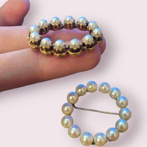 Two Vintage Akoya Pearl Brooches, one signed one silver